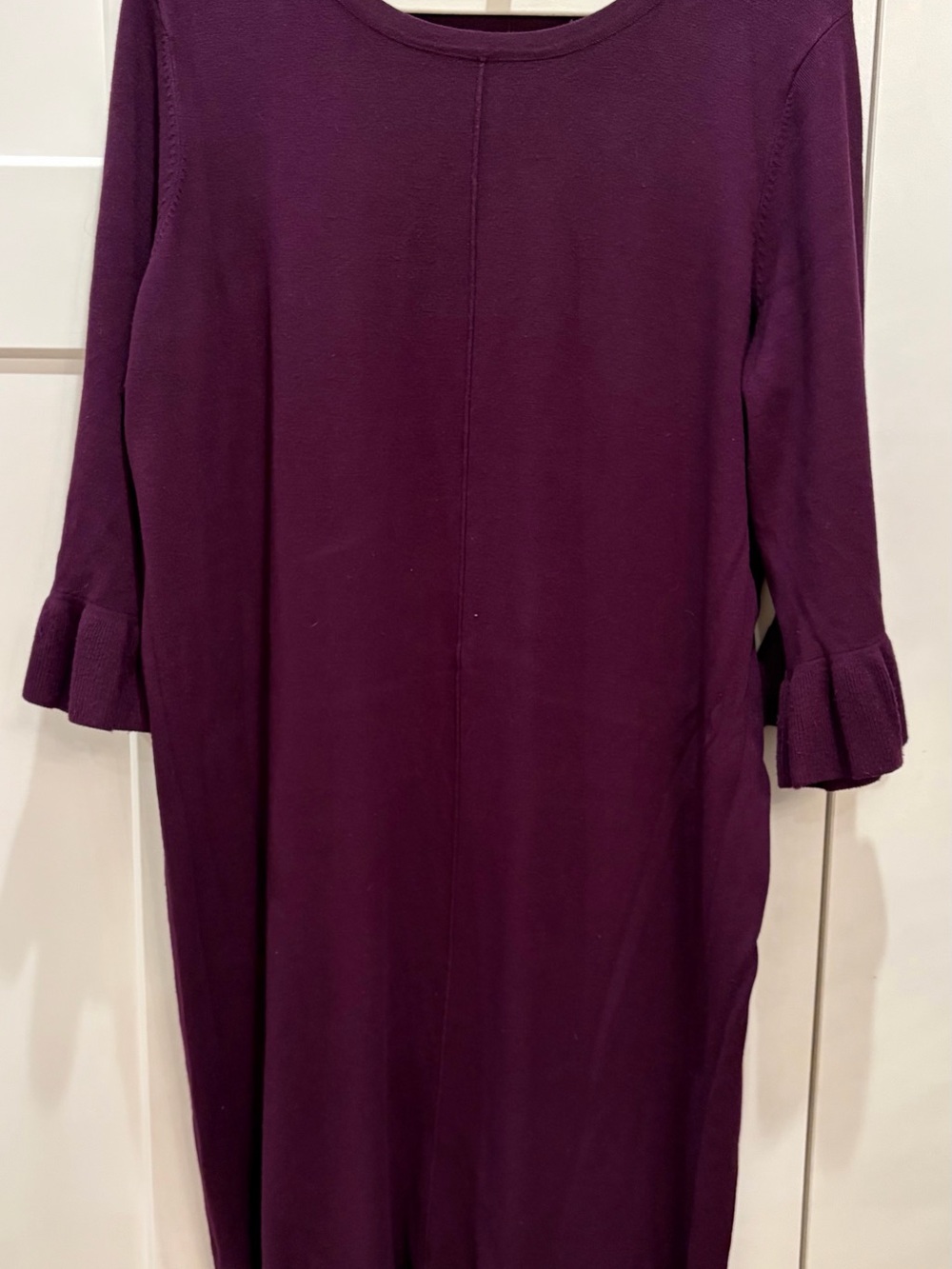 Context Plum Long-Sleeve Dress with Ruffle Cuffs and Hem